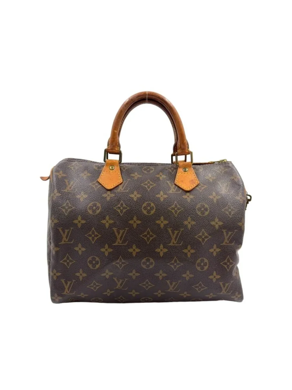 Louis Vuitton Speedy 30 Monogram Leather Brown Handbag Gold